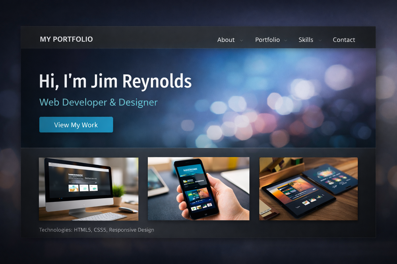 Personal portfolio website screenshot featuring Tristan Thomas, a web developer and designer, with a modern responsive layout showcasing featured projects and clean UI design.