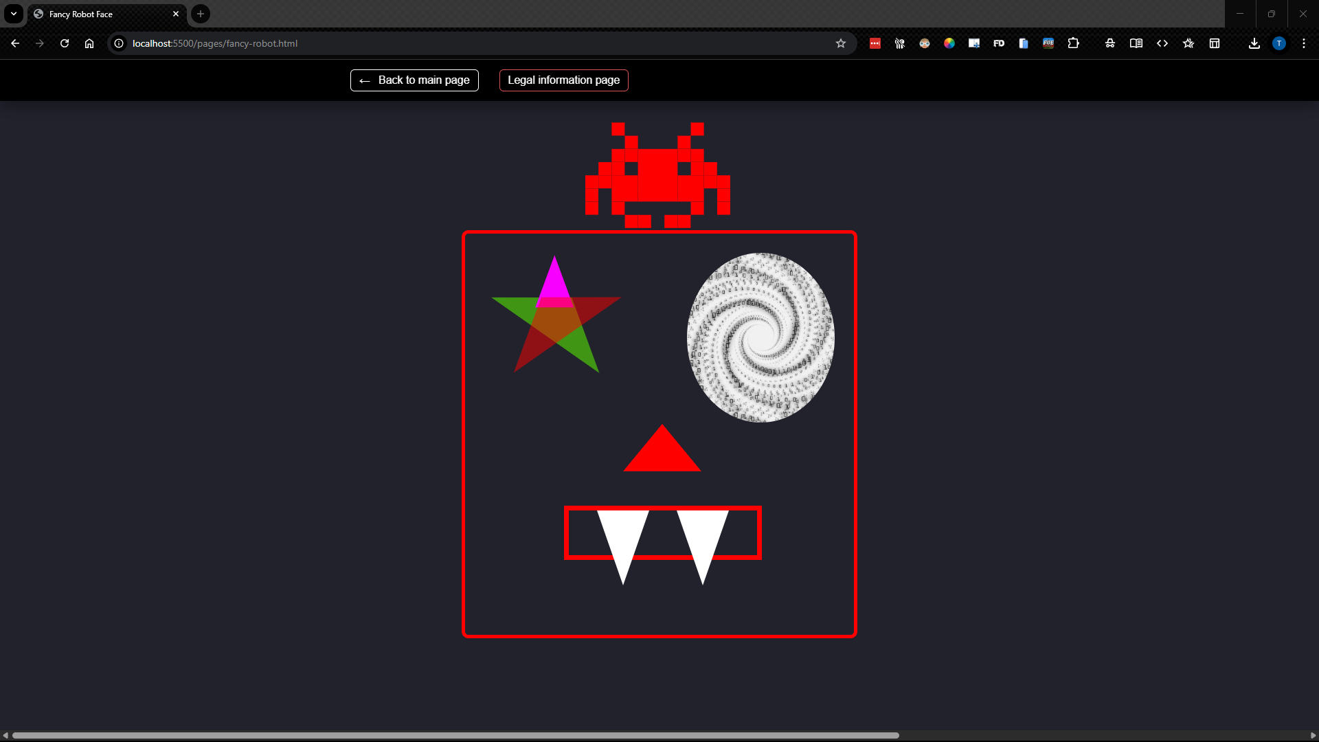 Robot face after hair is positioned